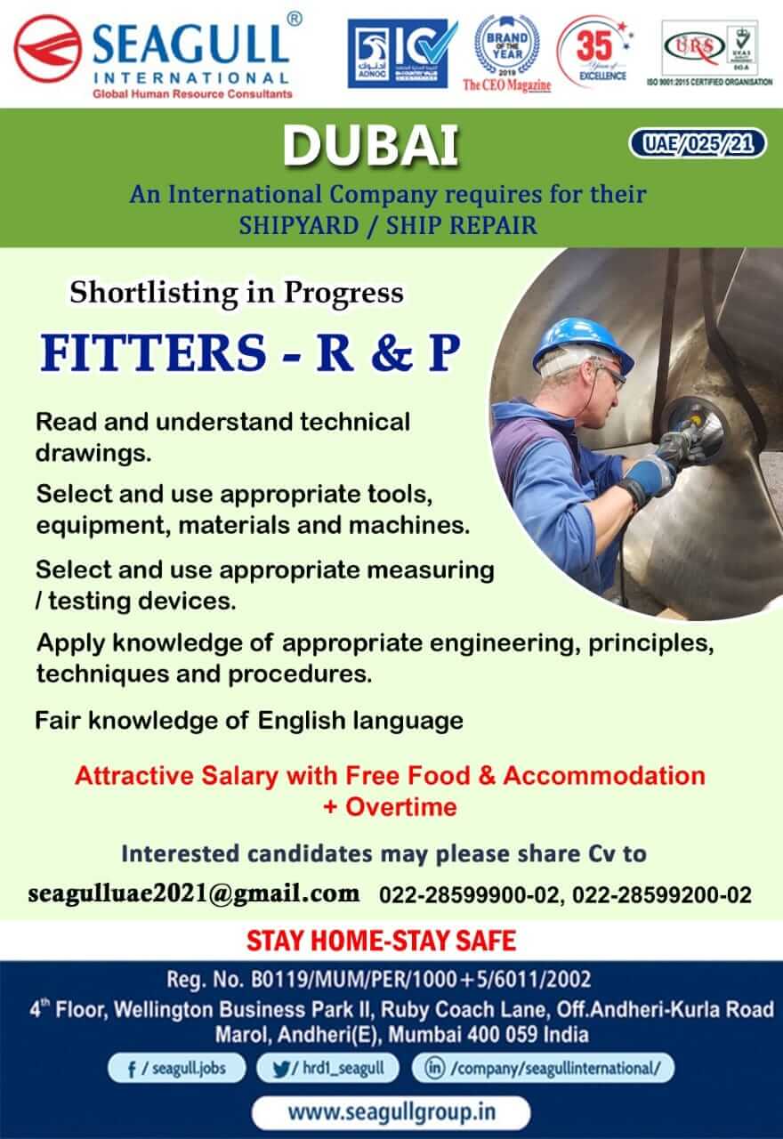 Fitters Require for International Company – Jobs in Dubai