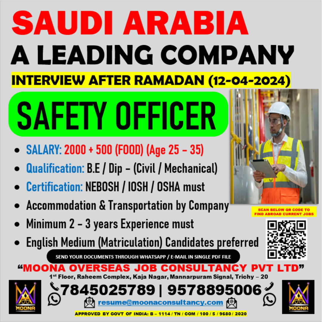 Safety Officer Jobs in Saudi Arabia a Leading Company