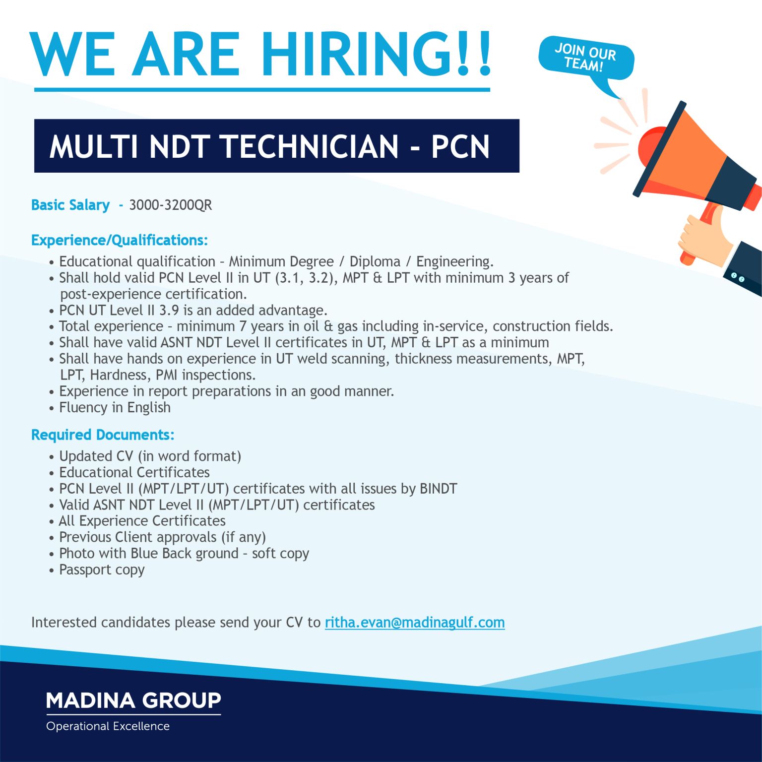 Technician Job Vacancies in Qatar –  Madina Group