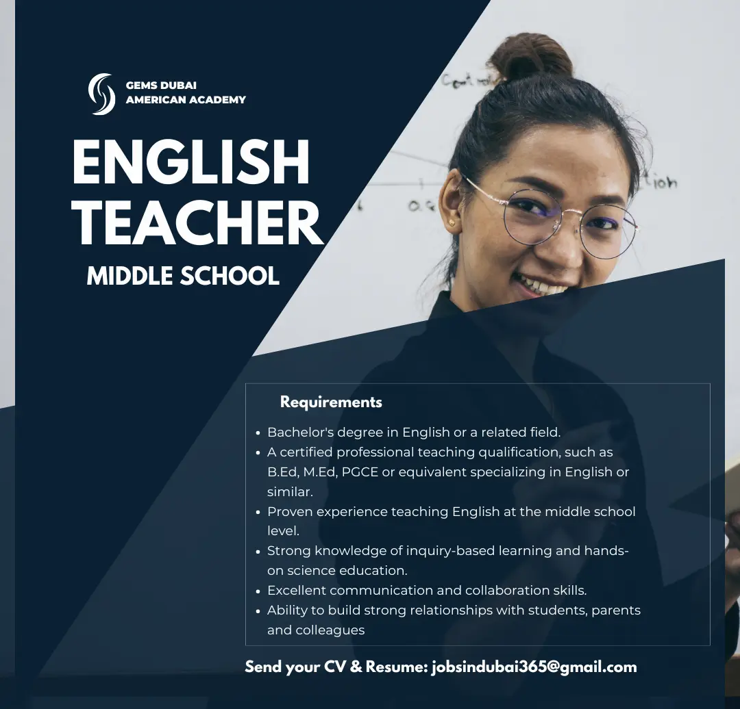 Middle School English Teacher – Jobs in Dubai