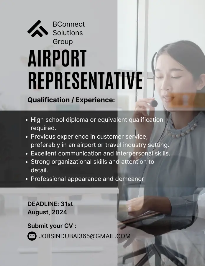 Jobs in Dubai Airport Representative