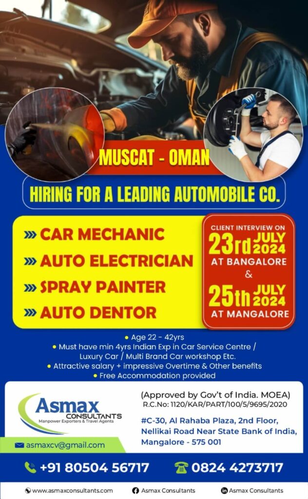 Hiring For A Leading Automobile Co. Muscat – Oman