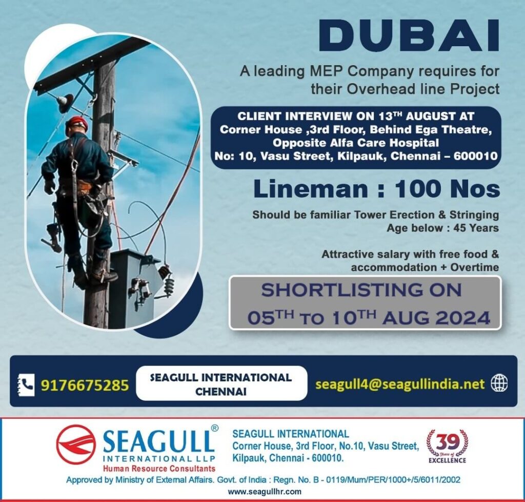 Lineman Jobs in Dubai