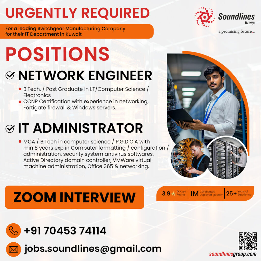 IT Career – Urgently Required for Soundlines Group